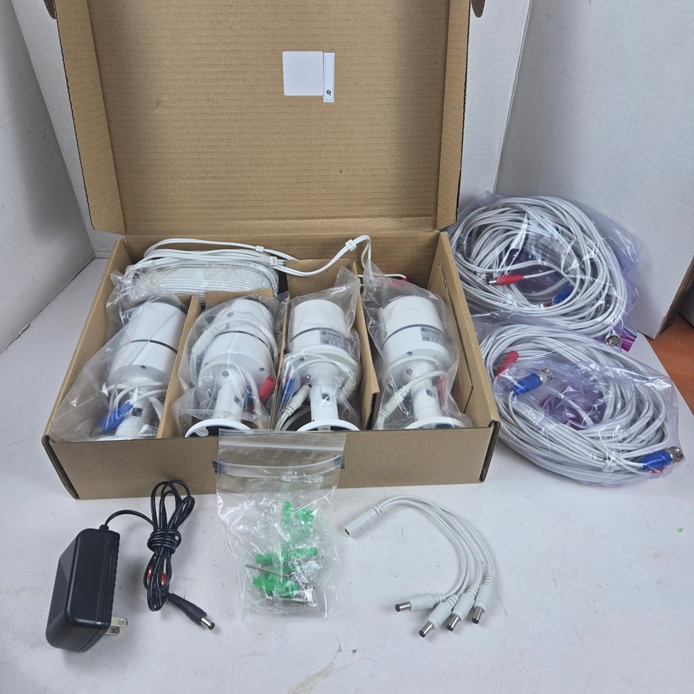 NWOB 4 Swann Wired BNC Security Add-on Cameras, Cables, Power Kit, Hardware READ